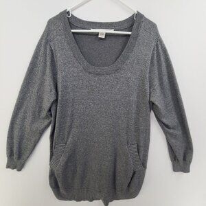 Max Studio Women's  Pullover Knit Tunic Top Gray Size 3X